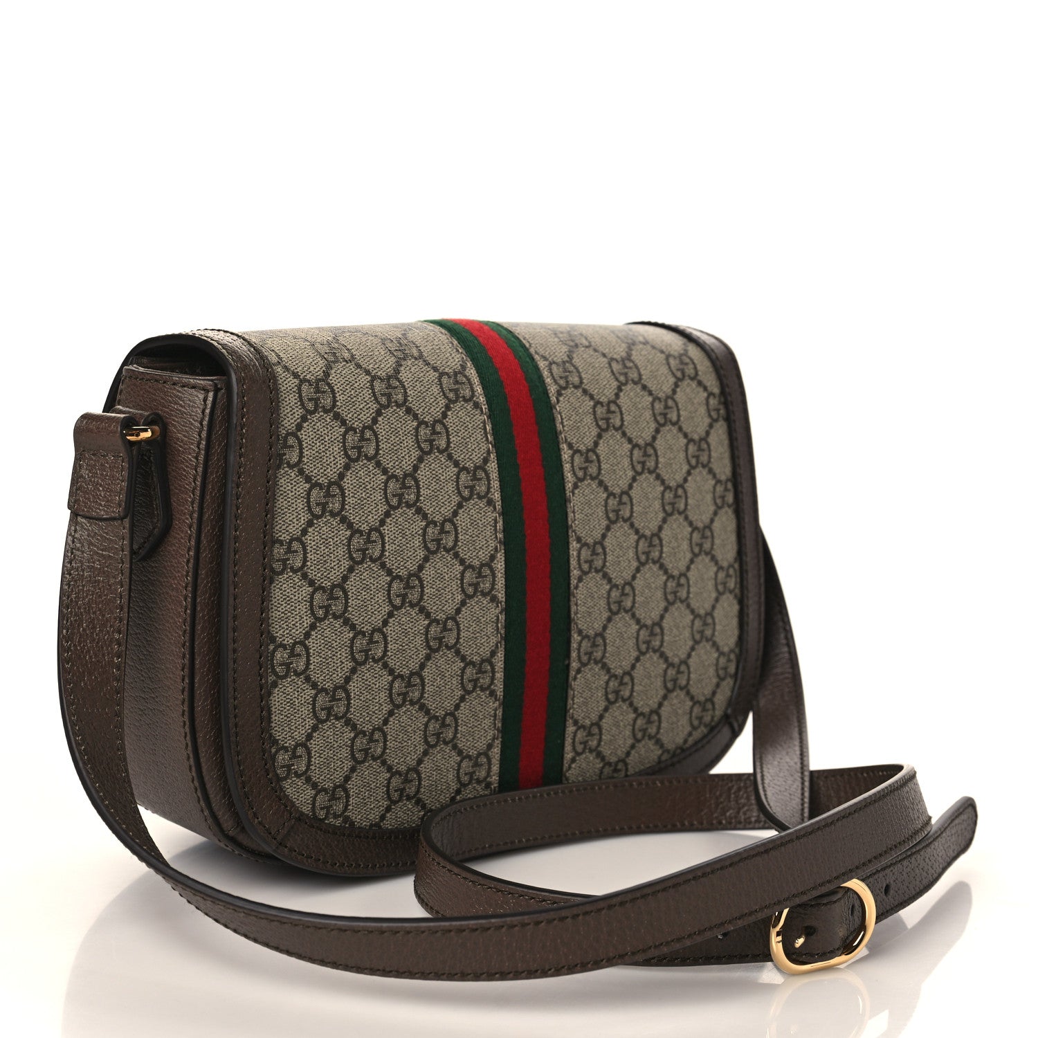 Gucci GG Supreme Monogram Web Small Ophidia Flap Messenger Bag Brown 3 of 8