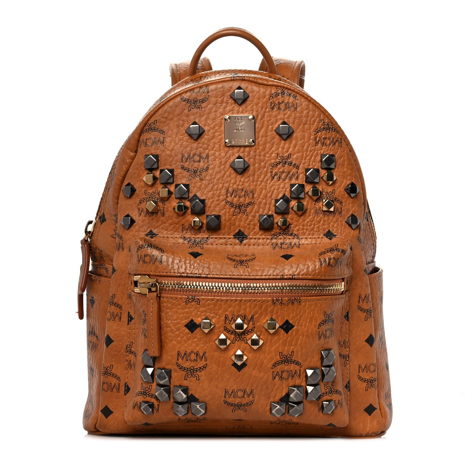 MCM Visetos Studded Small Stark M Backpack Cognac 1 of 9