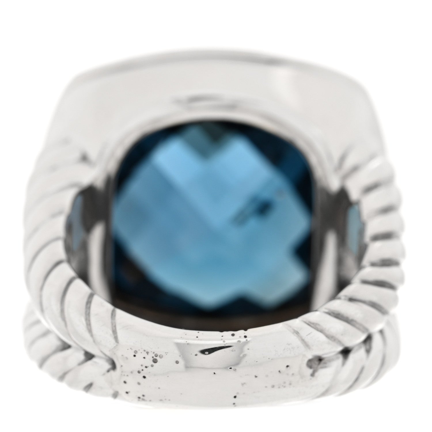 David Yurman Sterling Silver Diamond Hampton Blue Topaz 17mm Albion Ring 55 7.25 3 of 4
