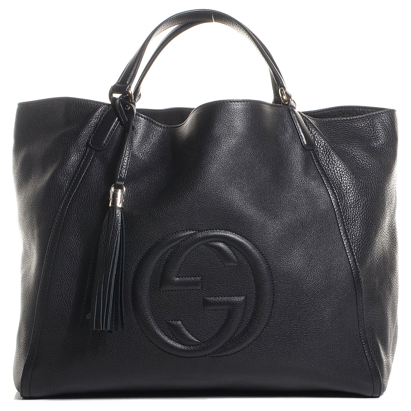 Pebbled Calfskin Large Soho Shoulder Bag Black