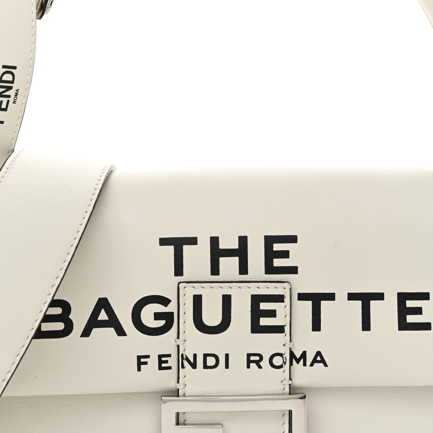 Fendi X MARC JACOBS Nappa Logo Medium Baguette White 7 of 14