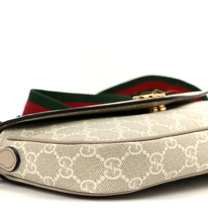 Gucci GG Supreme Monogram Textured Dollar Calfskin Web Mini Ophidia Envelope Shoulder Bag Beige Mystic White Oatmeal 9 of 11