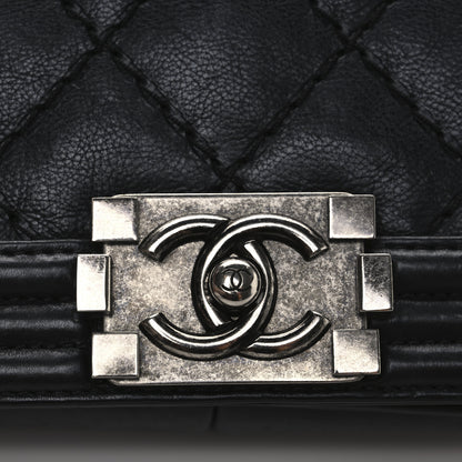 Chanel Calfskin Double Stitch Medium Boy Flap Black 9 of 12
