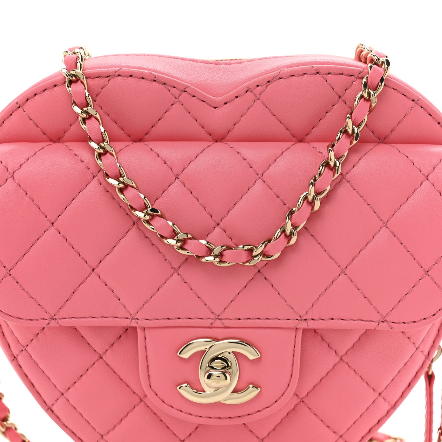 Lambskin Quilted CC In Love Heart Bag Pink