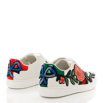 Gucci Calfskin Web Floral Embroidered Womens Ace Sneakers 35.5 White 4 of 9