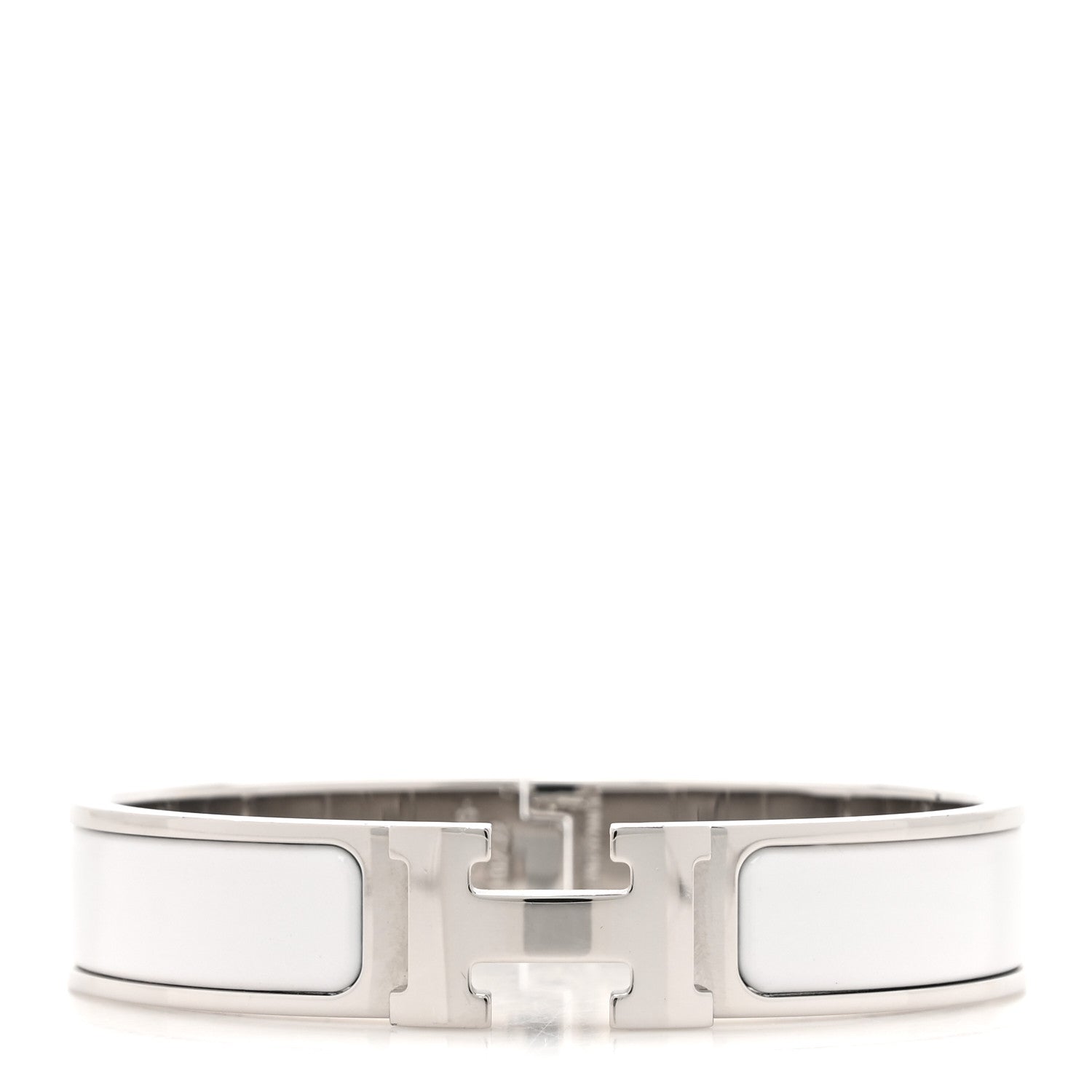 Hermes Enamel Narrow Clic Clac H Bracelet PM White 1 of 6
