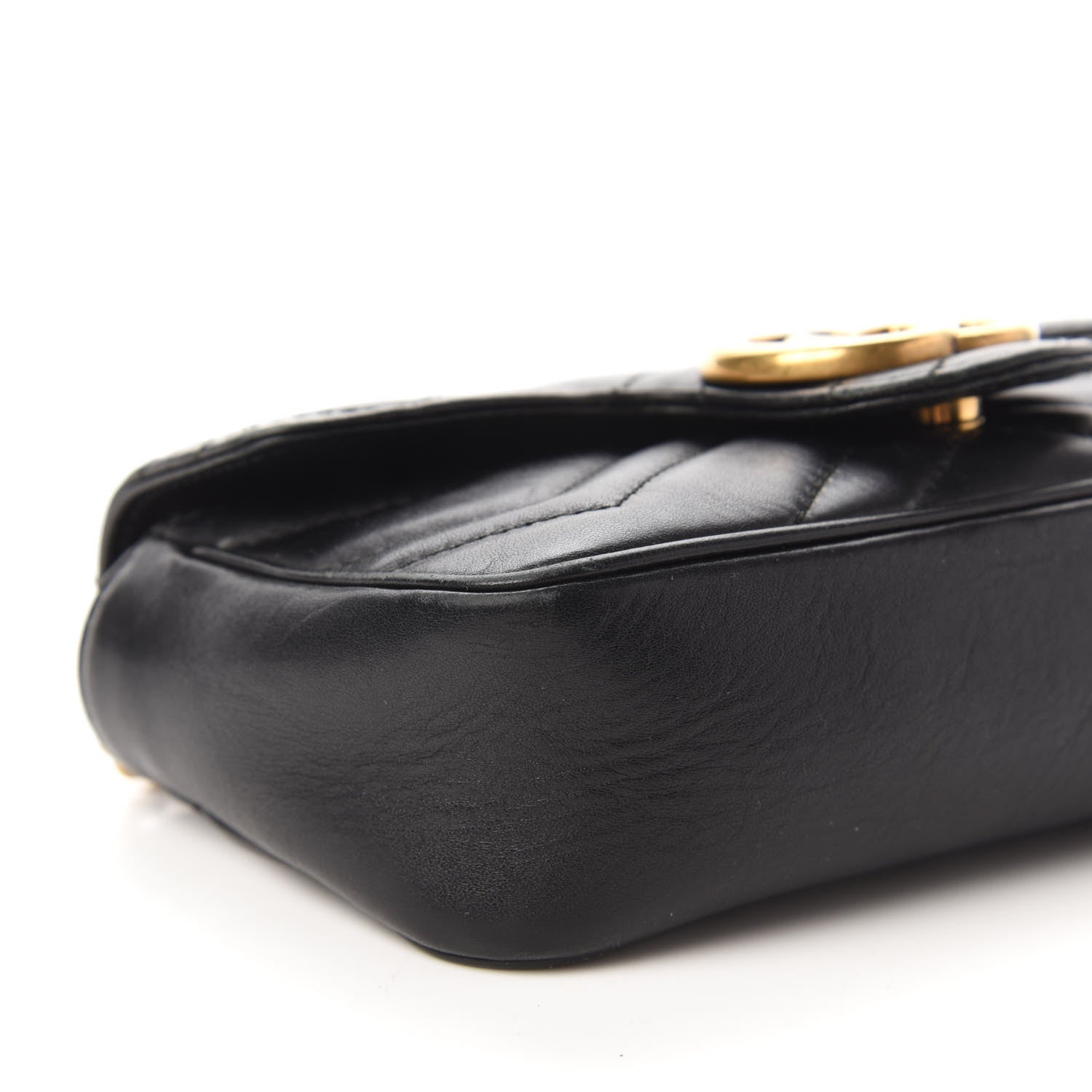 Gucci Calfskin Matelasse Super Mini GG Marmont Shoulder Bag Black 6 of 11