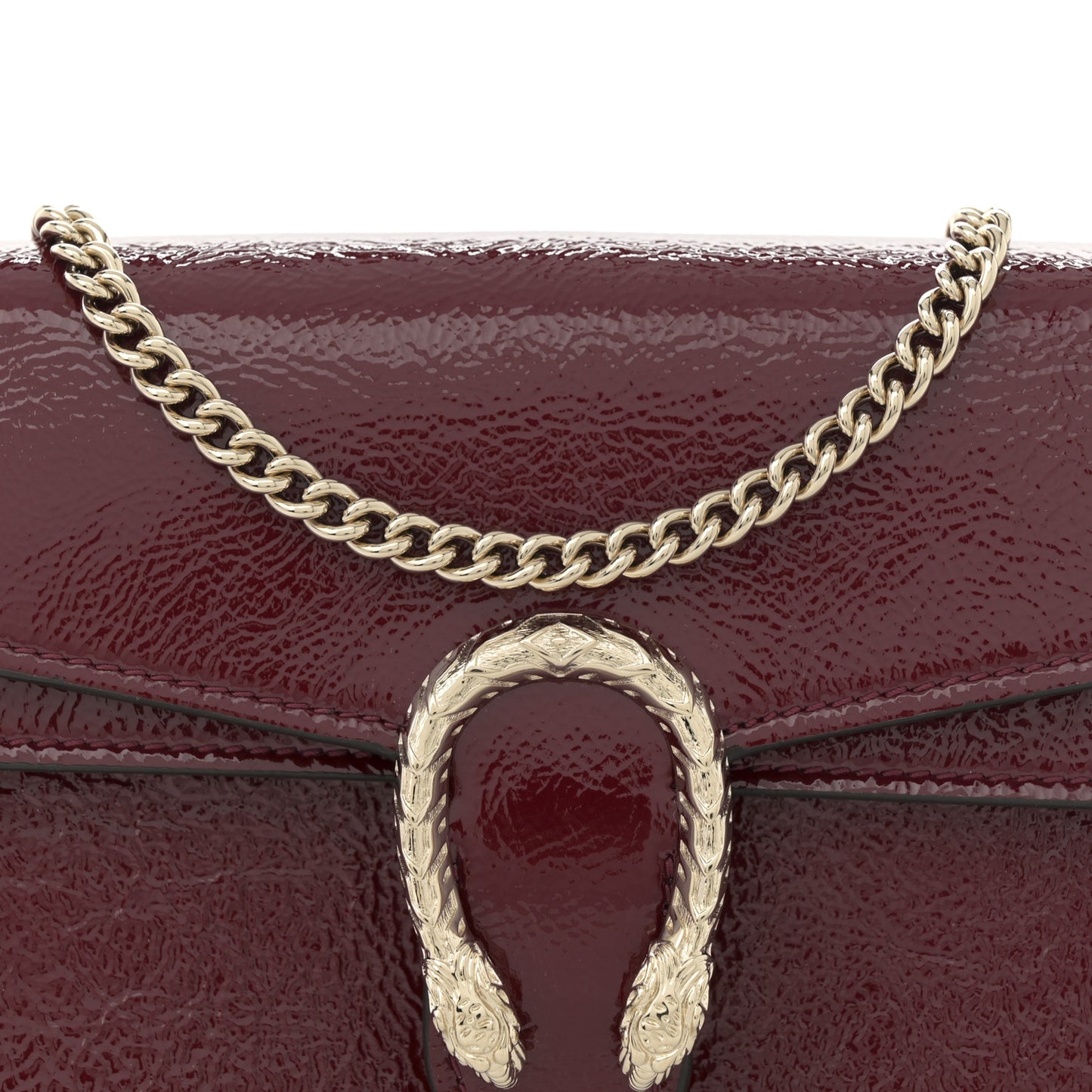 Crinkled Patent Super Mini Dionysus Shoulder Bag Rosso Ancora Red