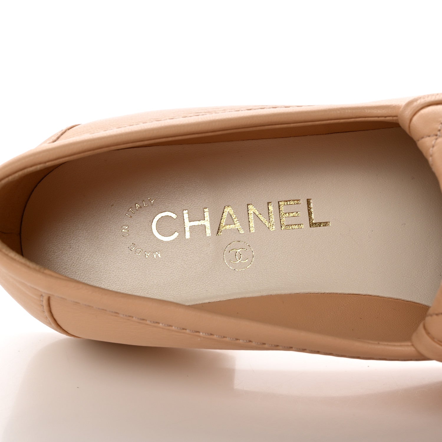 Chanel Lambskin Quilted CC Turnlock Moccasins 38.5 Beige 8 of 11