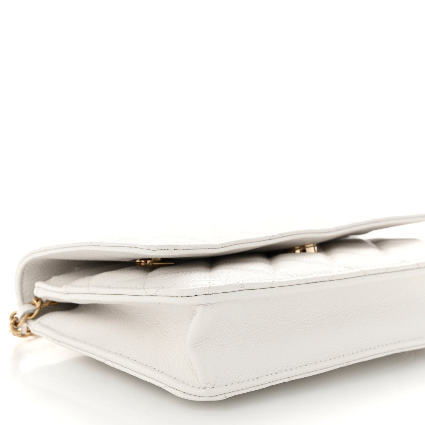 Caviar Quilted Wallet On Chain WOC White