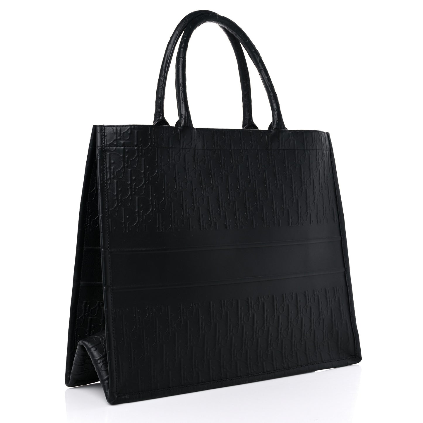 Oblique Calfskin Embossed Large Book Tote Black