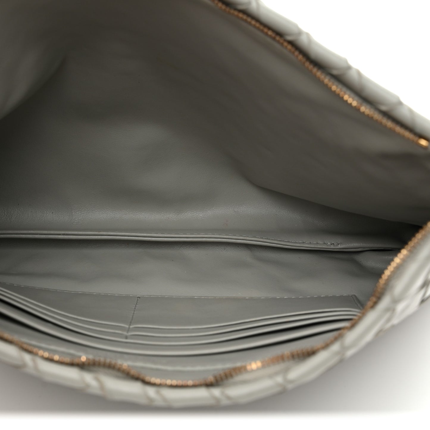 Nappa Intrecciato Large Flat Zip Pouch Agate Grey