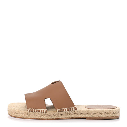 Hermes Calfskin Antigua Espadrille Sandals 41 Naturel Safari 1 of 8