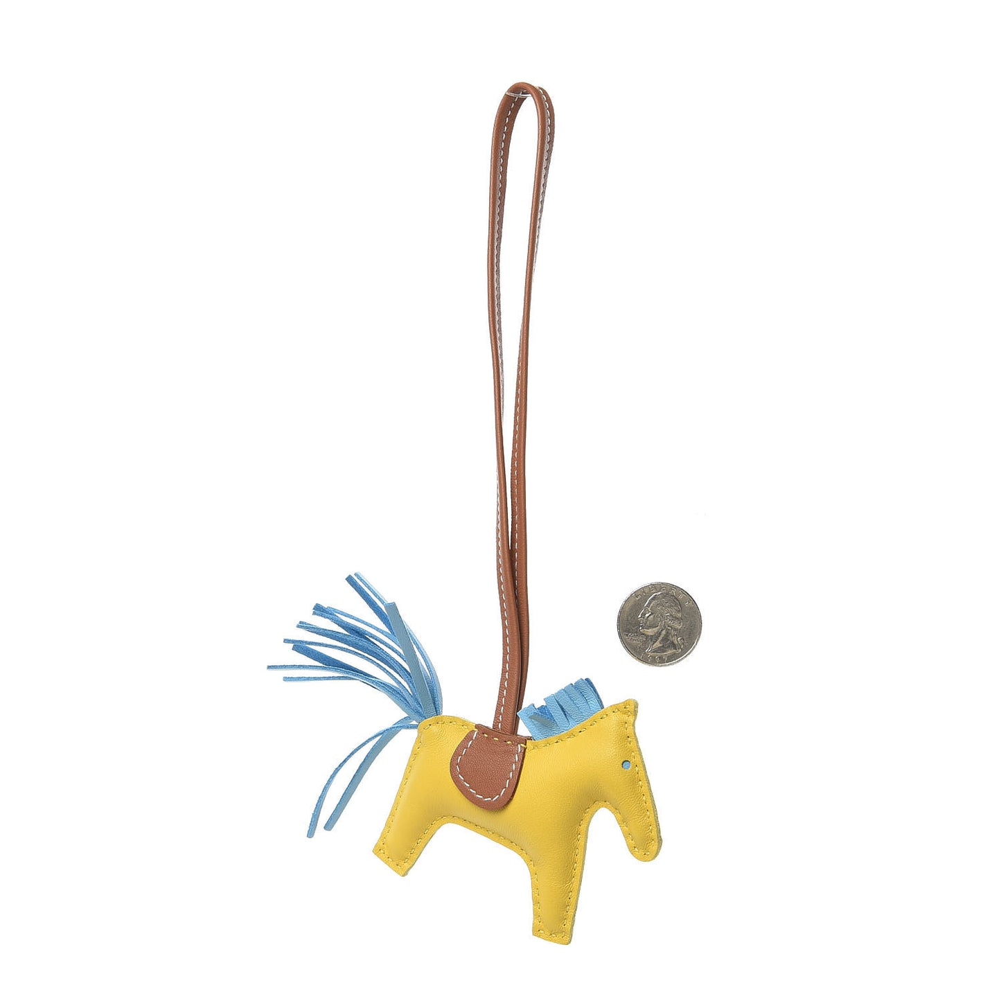 Milo Lambskin Grigri Rodeo Horse Bag Charm PM Jaune de Naples Celeste Gold