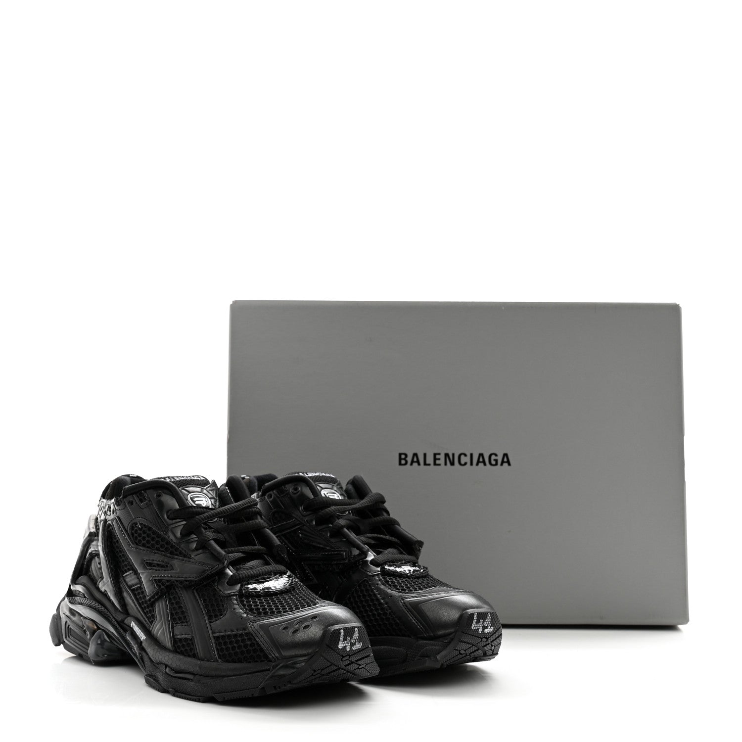Balenciaga Mesh Rubber Monocolor Mens Runner Sneakers 41 Black 10 of 10