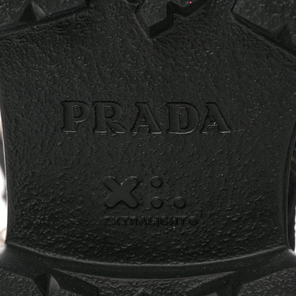 Prada Spazzolato Rois Re-Nylon Metal Triangle Logo Monolith Pouch Pocket 55mm Tall Combat Boots 39 Black 6 of 11