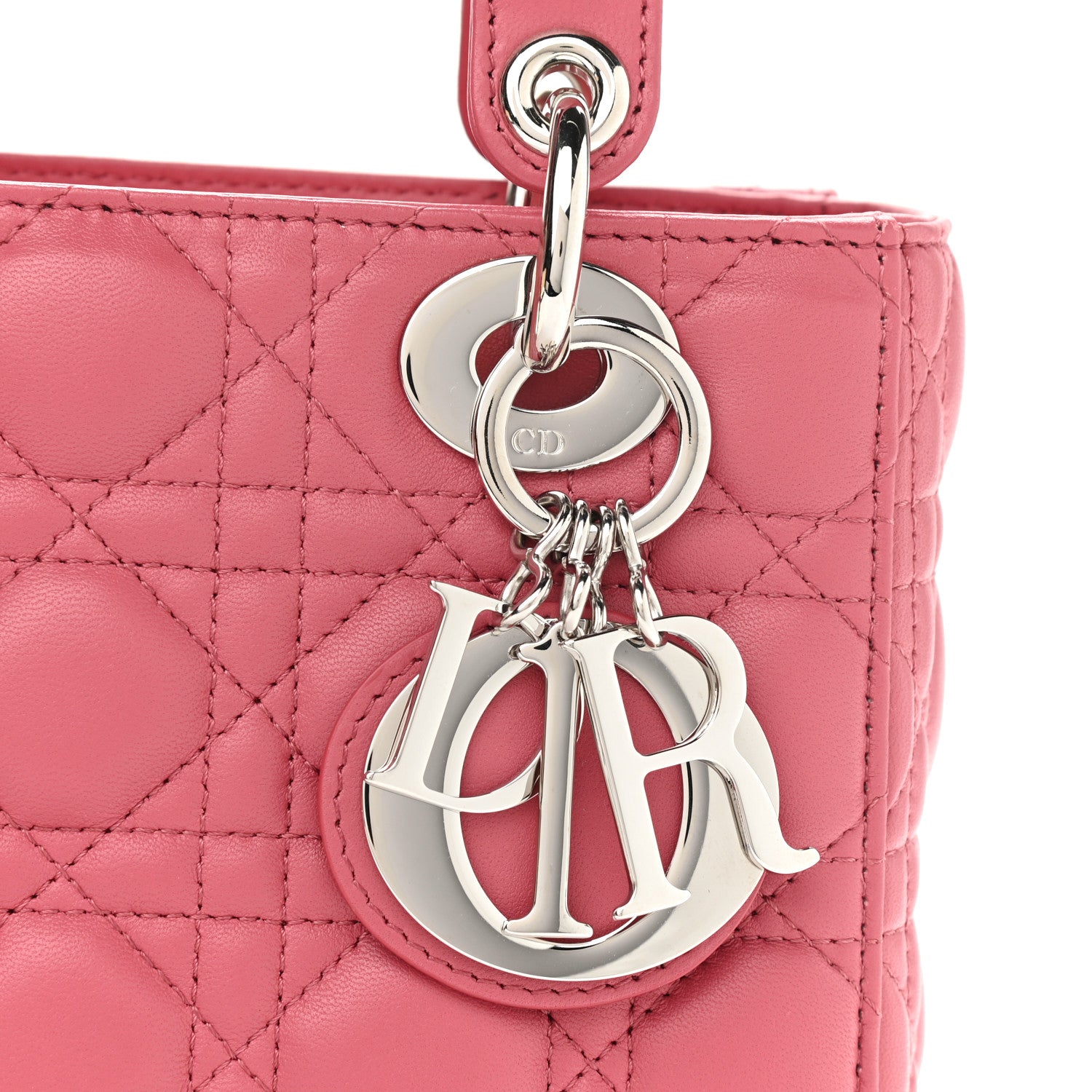Christian Dior Lambskin Cannage Small My ABCDior Lady Dior Coral