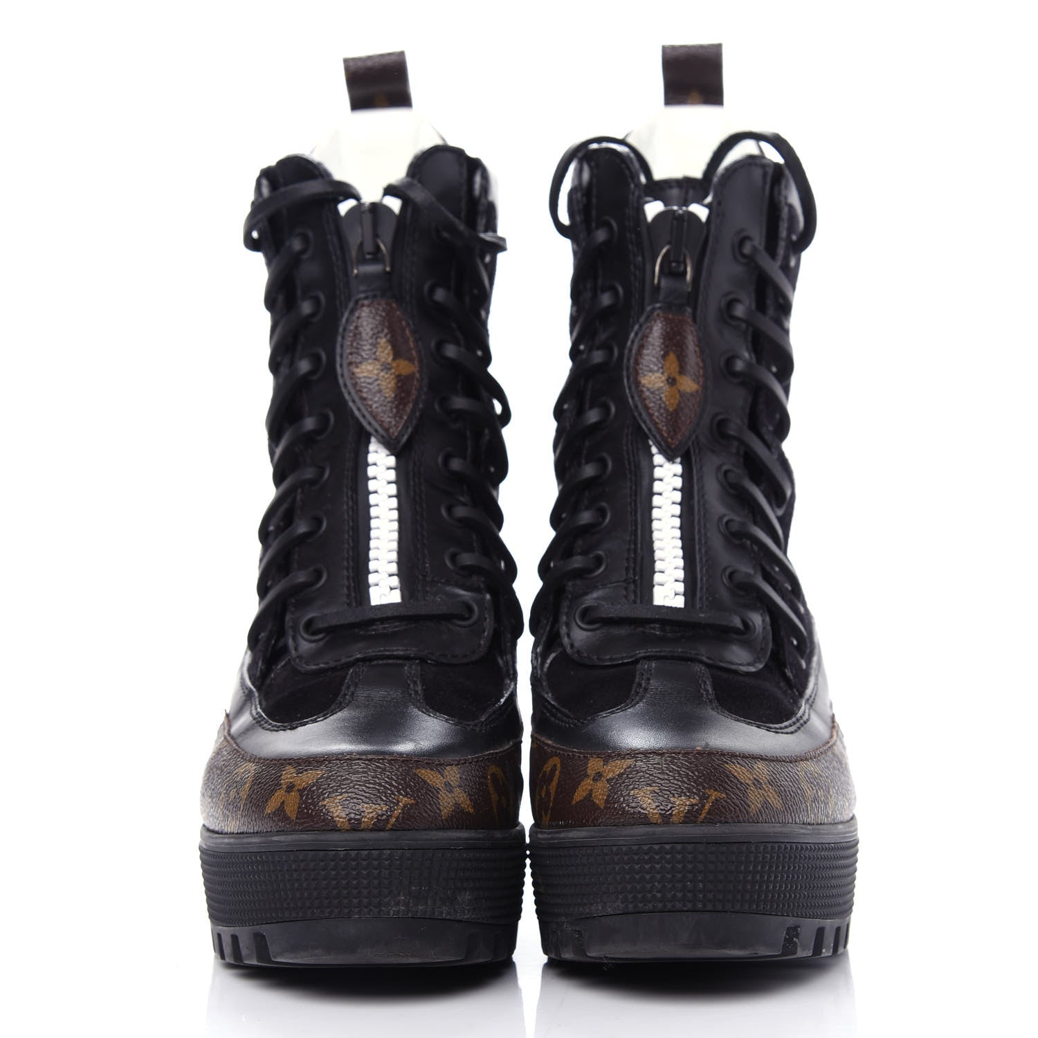 Louis Vuitton Suede Calfskin Monogram Laureate Platform Desert Boots 38 Black 2 of 10