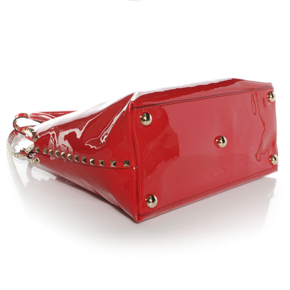 Valentino Garavani Patent Rockstud Dome Satchel Red 4 of 7