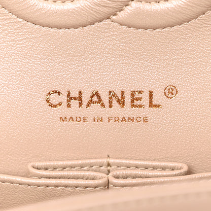 Chanel Iridescent Lambskin Quilted Medium Double Flap Light Beige 6 of 14