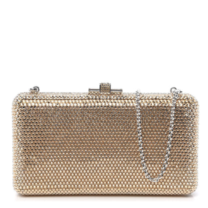 Judith Leiber Swarovski Crystal Minaudiere Clutch Silver Gold 1 of 14