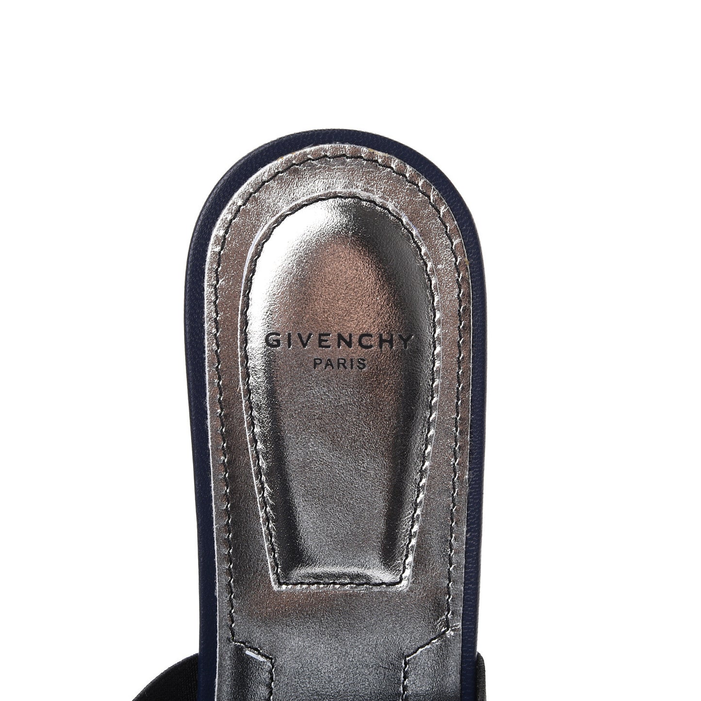 Calfskin Bedford Logo Mule Slides 38.5 Navy Black