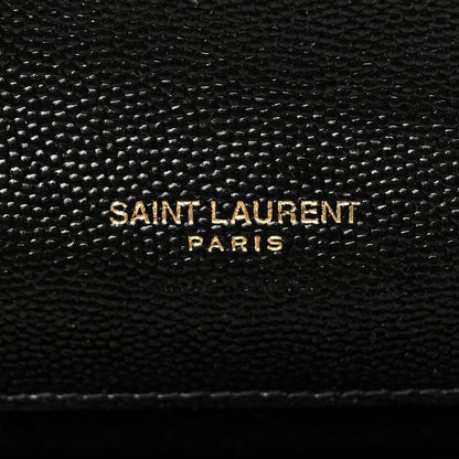 Saint Laurent Grain De Poudre Textured Mixed Matelasse Triquilt Monogram Clutch Black 7 of 8
