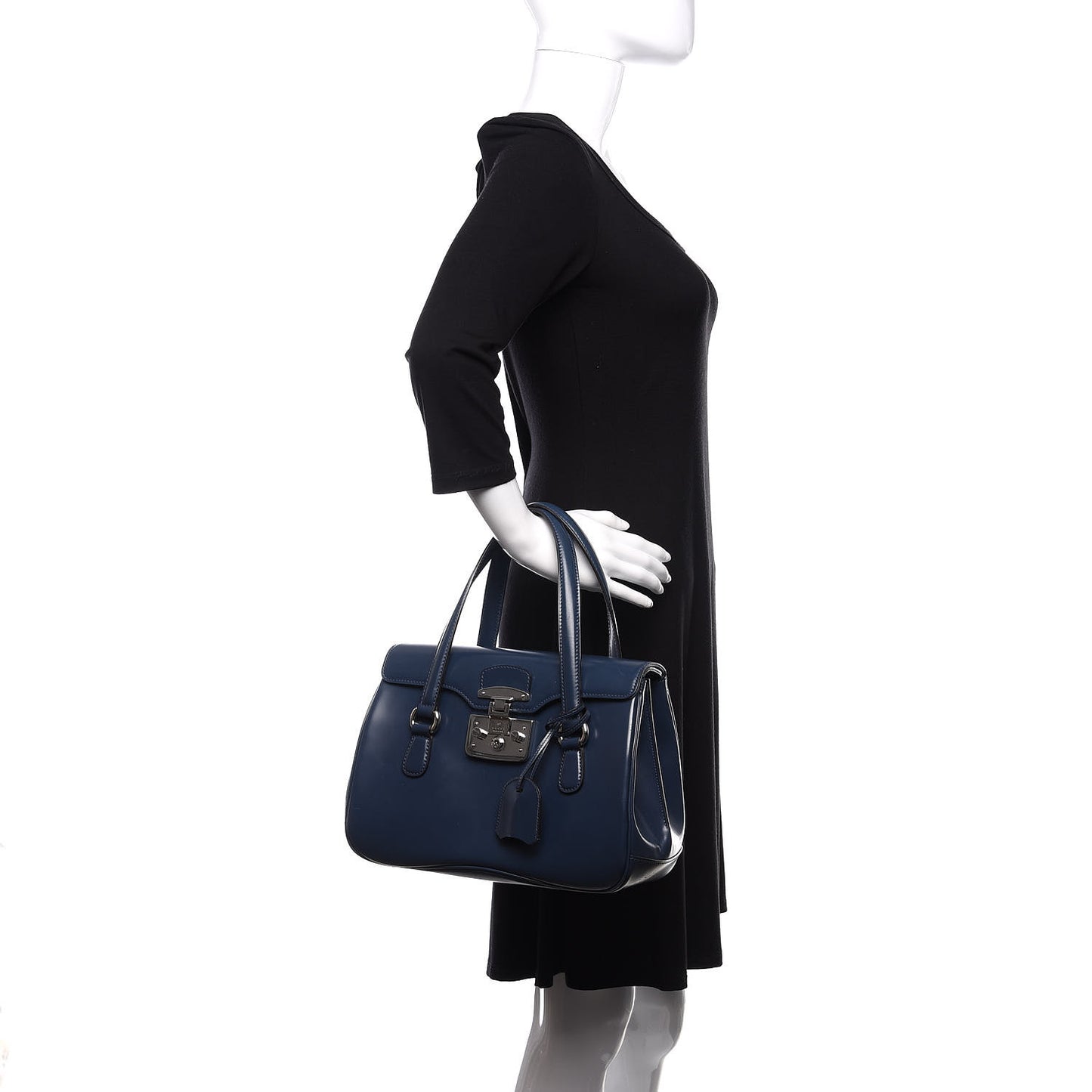 Regent Calfskin Medium Lady Lock Satchel Caspian
