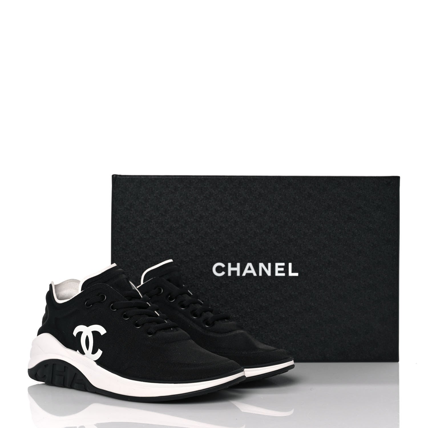 Chanel Lycra CC Sneakers 37.5 Black 8 of 8