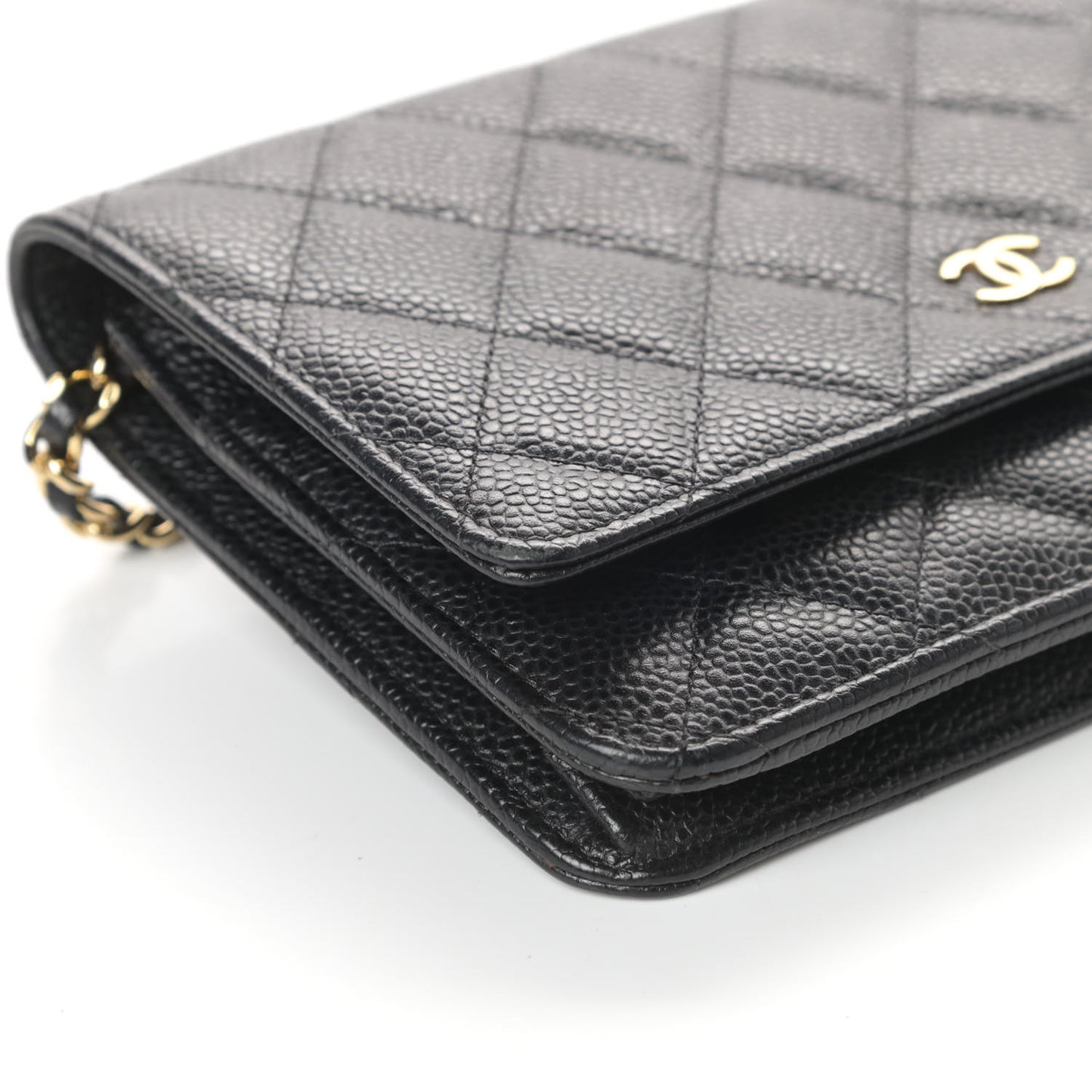 Caviar Quilted Wallet On Chain WOC Black