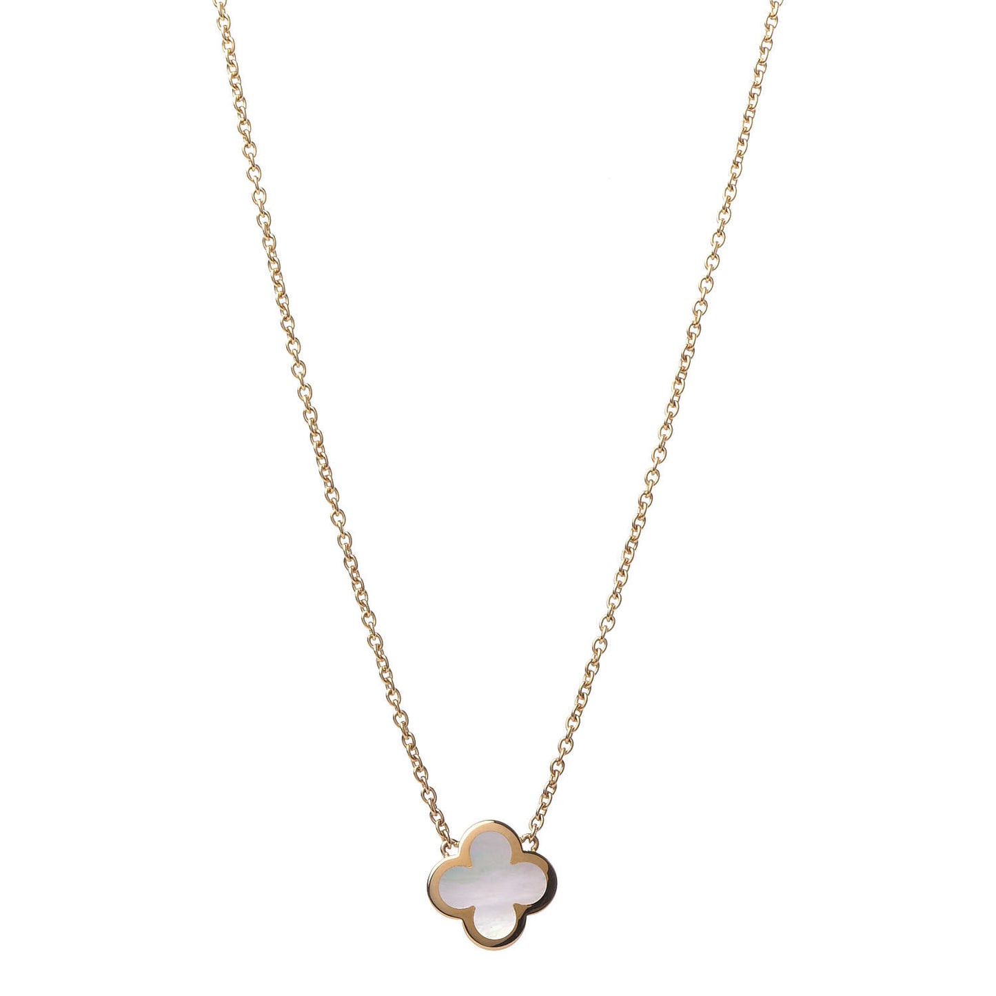 18K Yellow Gold Mother of Pearl Pure Alhambra Pendant Necklace