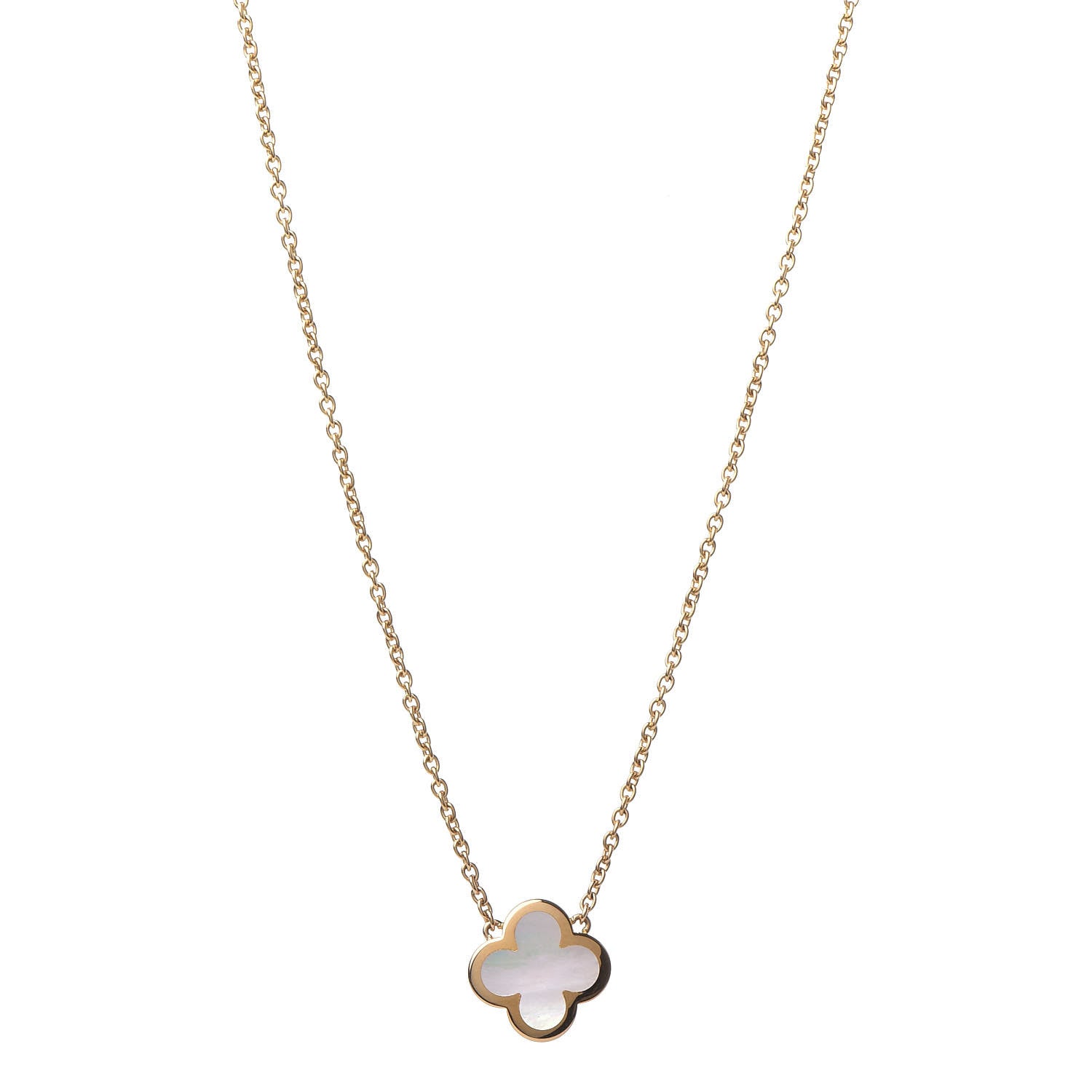 Van Cleef & Arpels 18K Yellow Gold Mother of Pearl Pure Alhambra Pendant Necklace 1 of 8