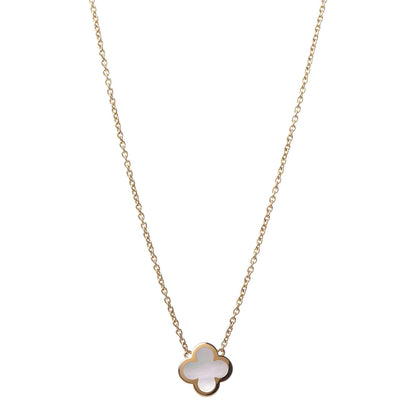Van Cleef & Arpels 18K Yellow Gold Mother of Pearl Pure Alhambra Pendant Necklace 1 of 8