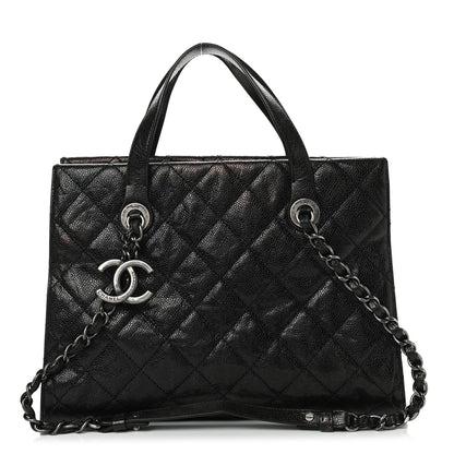 Chanel Crumpled Grained Calfskin Quilted CC Crave Tote Black 1 of 9