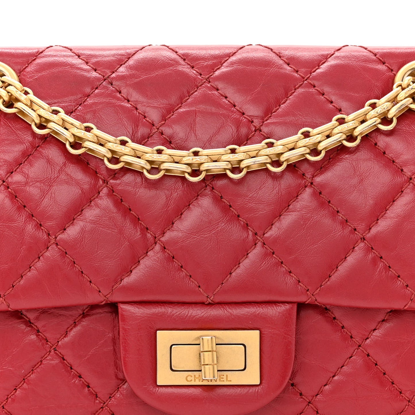Aged Calfskin Quilted 2.55 Reissue Mini Flap Red