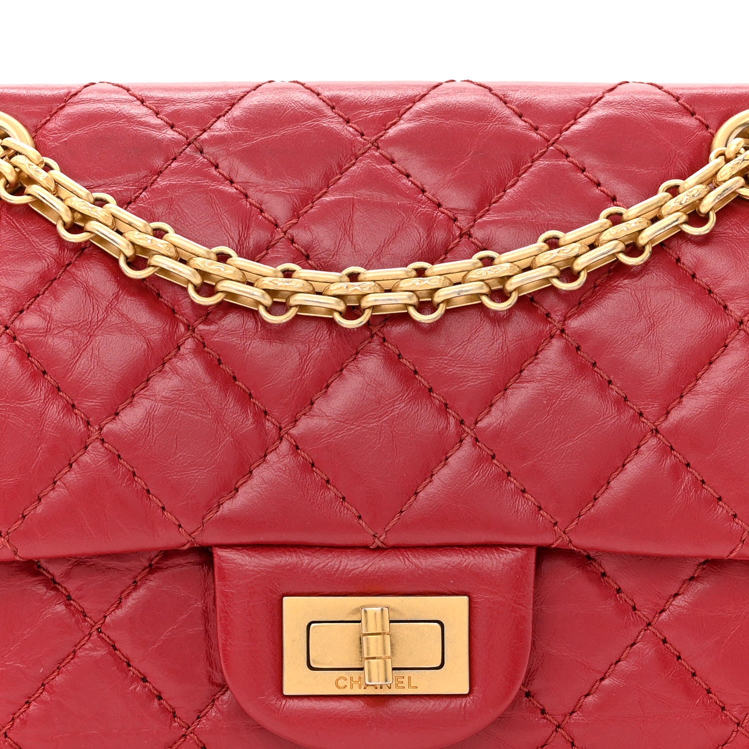 Chanel Aged Calfskin Quilted 2.55 Reissue Mini Flap Red 8 of 13
