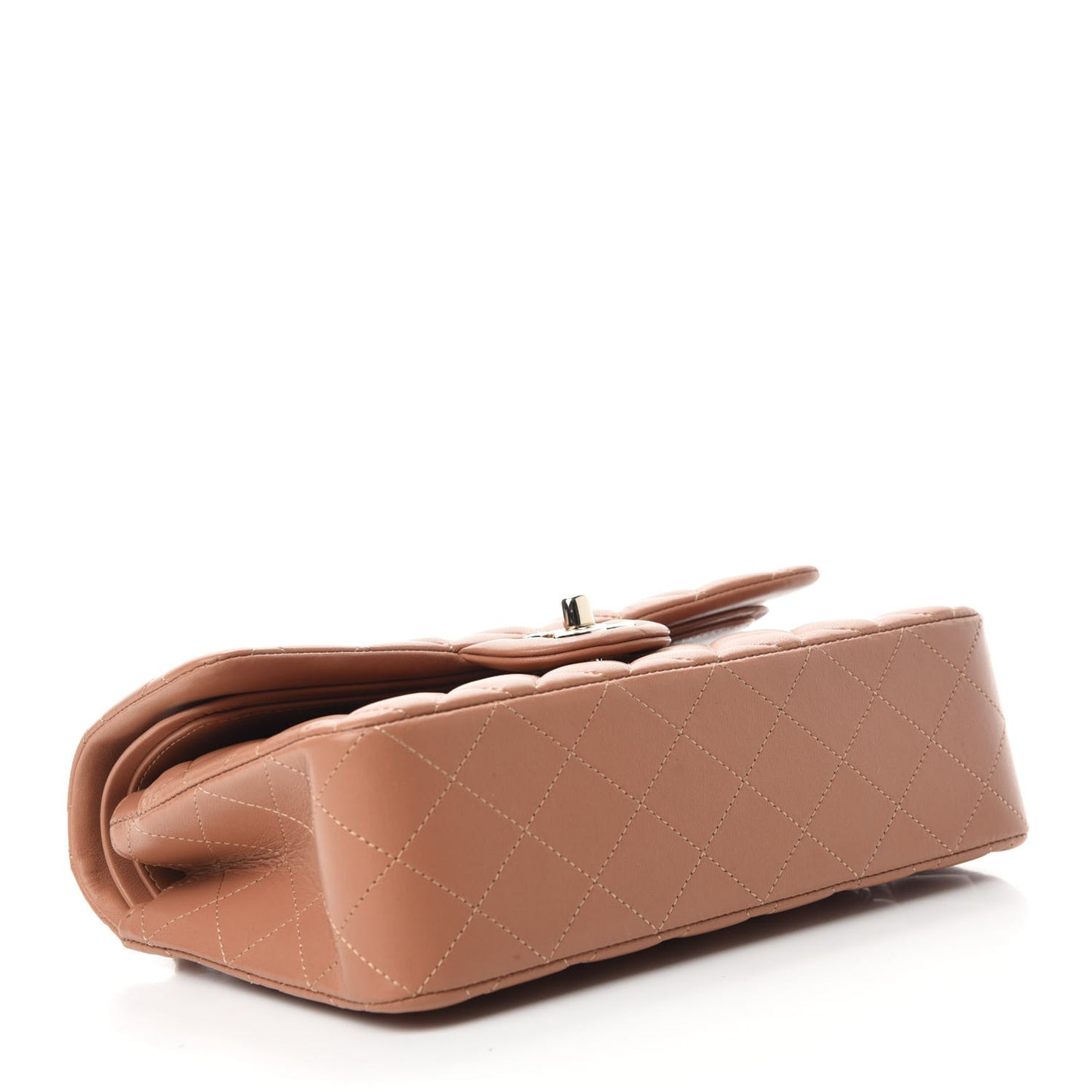 Lambskin Quilted Small Double Flap Brown