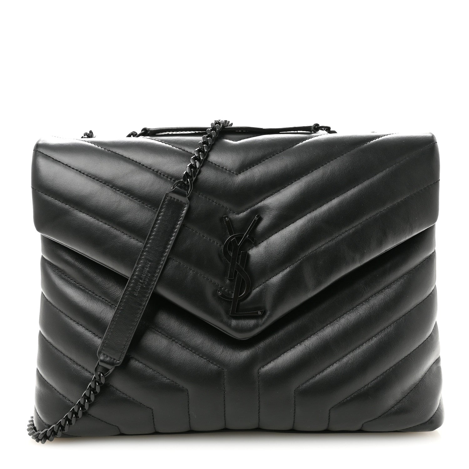 Saint Laurent Calfskin Y Quilted Monogram Monochrome Medium Loulou Chain Satchel Black 1 of 11