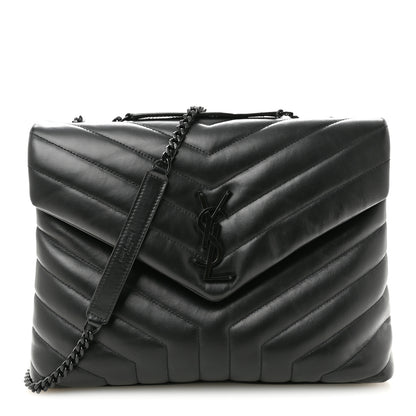 Saint Laurent Calfskin Y Quilted Monogram Monochrome Medium Loulou Chain Satchel Black 1 of 11
