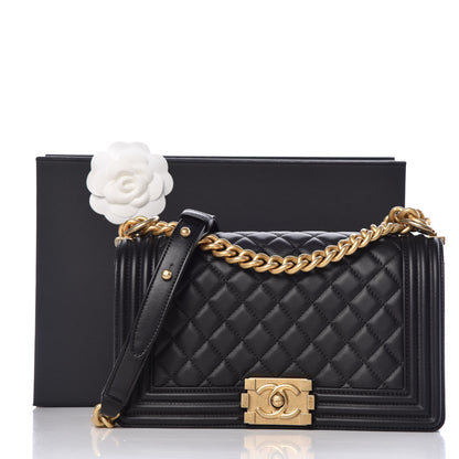 Chanel Lambskin Quilted Medium Boy Flap Black 10 of 10