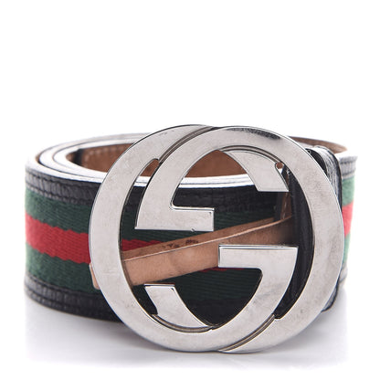 Gucci Canvas Web Interlocking G Belt 85 34 Black 1 of 11