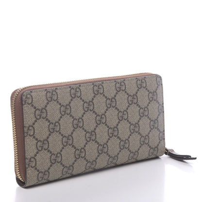 Gucci GG Supreme Monogram Cuoio Toscano Zip Around Wallet Beige Ebony Cuir 3 of 8