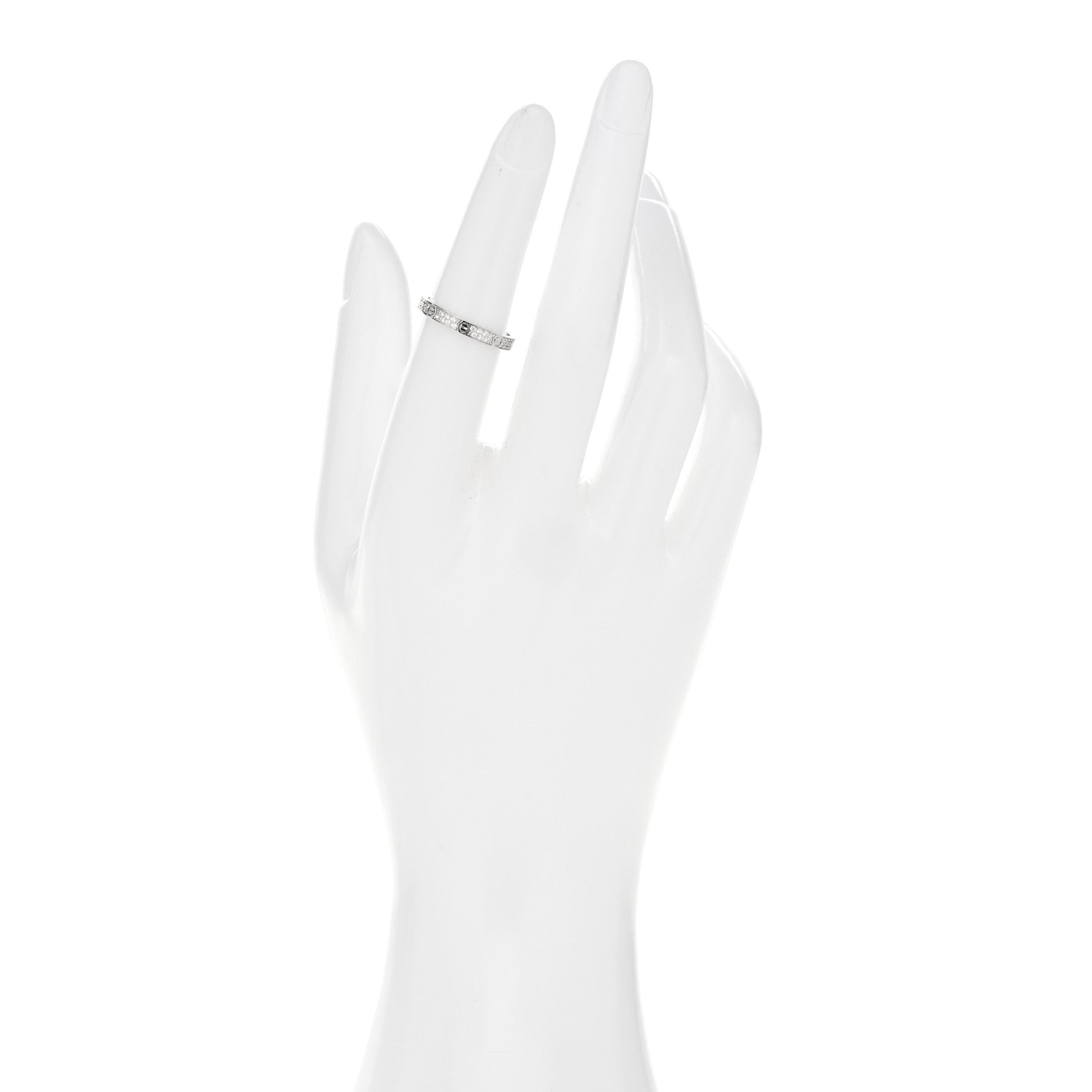 Cartier 18K White Gold Diamond 2.6mm LOVE Paved Band Ring 50 5.25 2 of 6