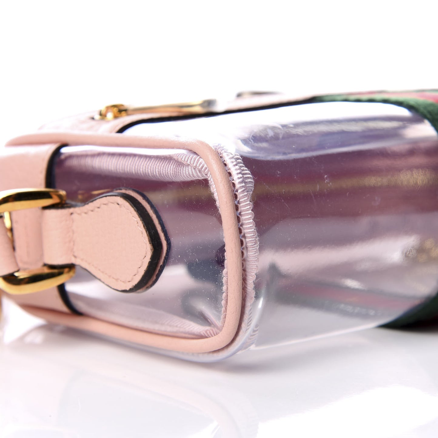 Vinyl Web Mini Ophidia Transparent Shoulder Bag Perfect Pink