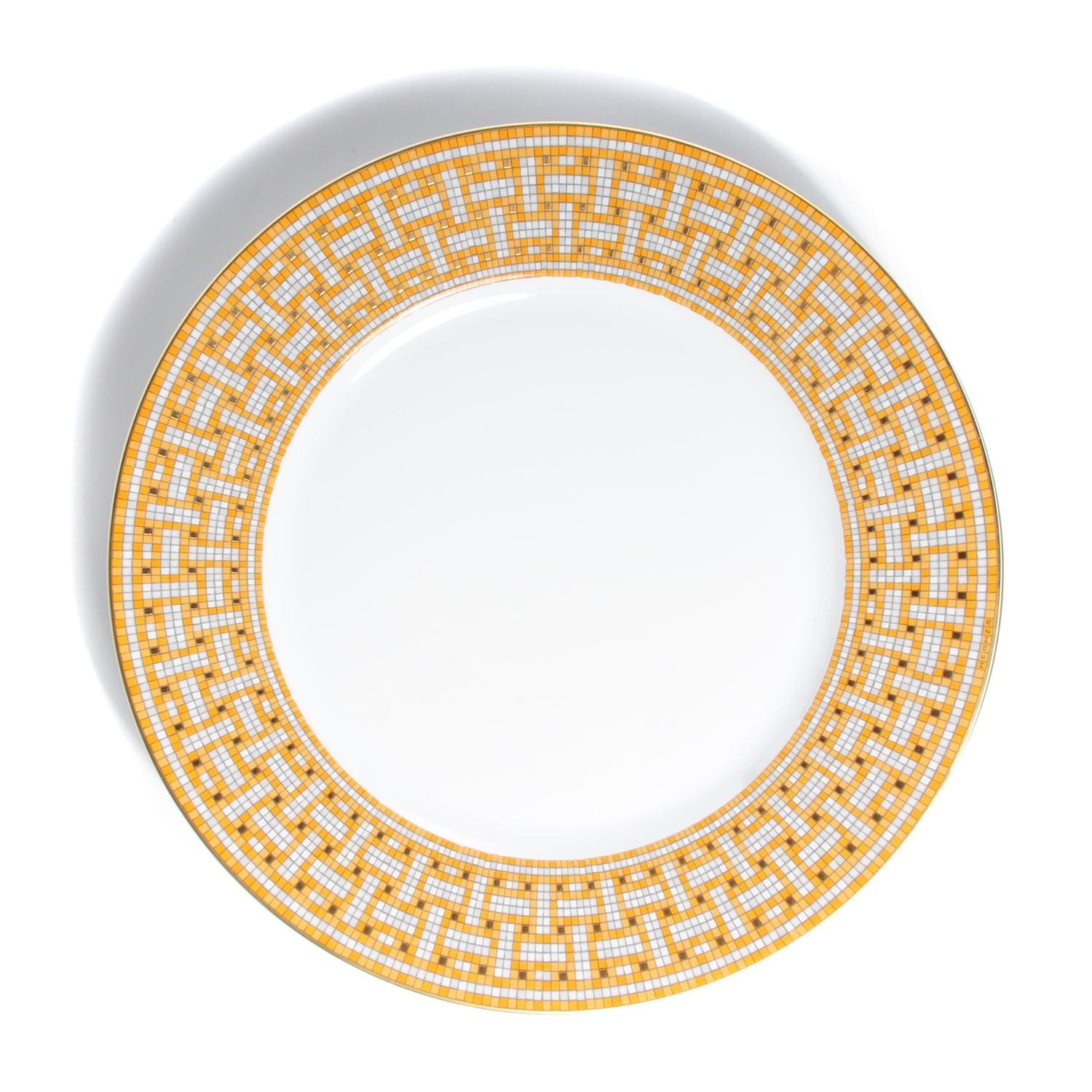 Hermes Porcelain Mosaique Au 24 Gold Dinner Plate Set of 2 1 of 6
