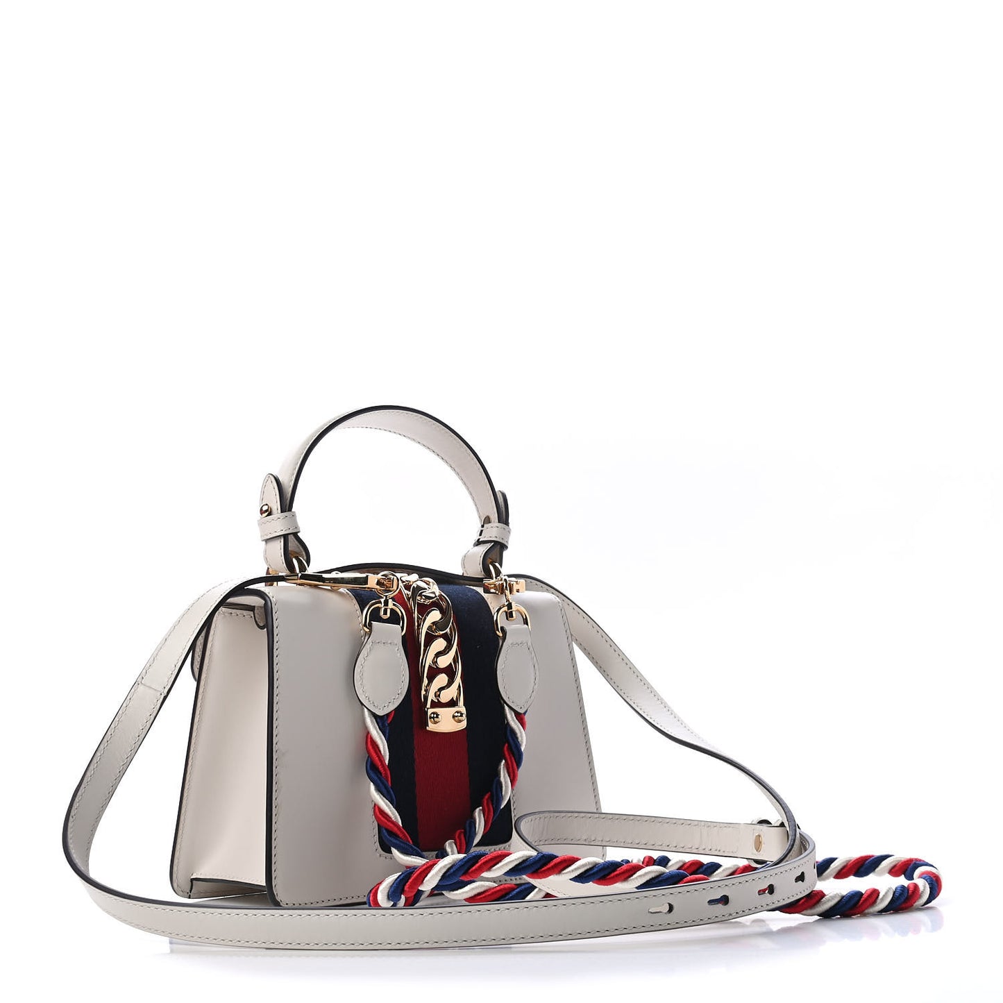 Calfskin Mini Sylvie Top Handle Bag White