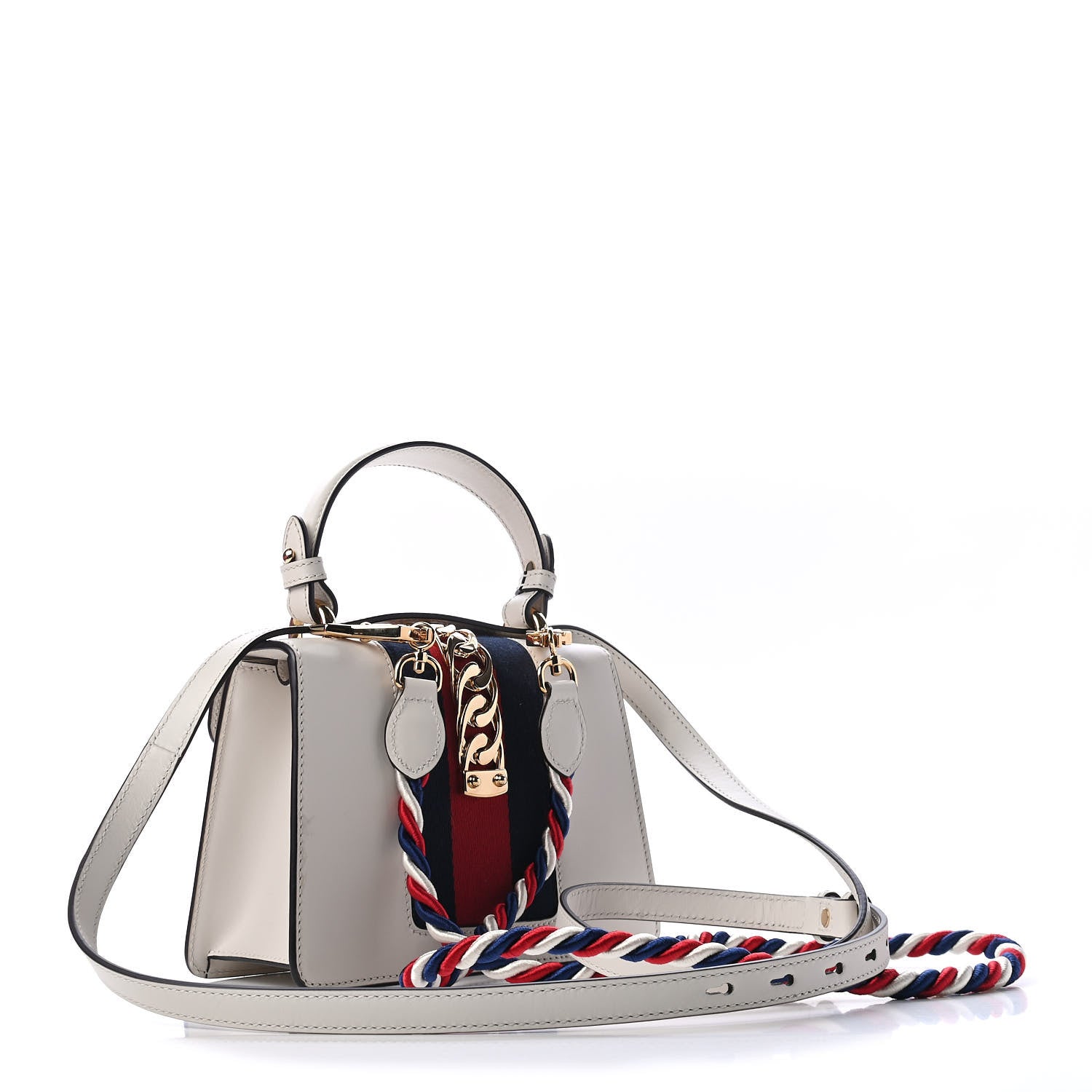 Gucci Calfskin Mini Sylvie Top Handle Bag White 2 of 4