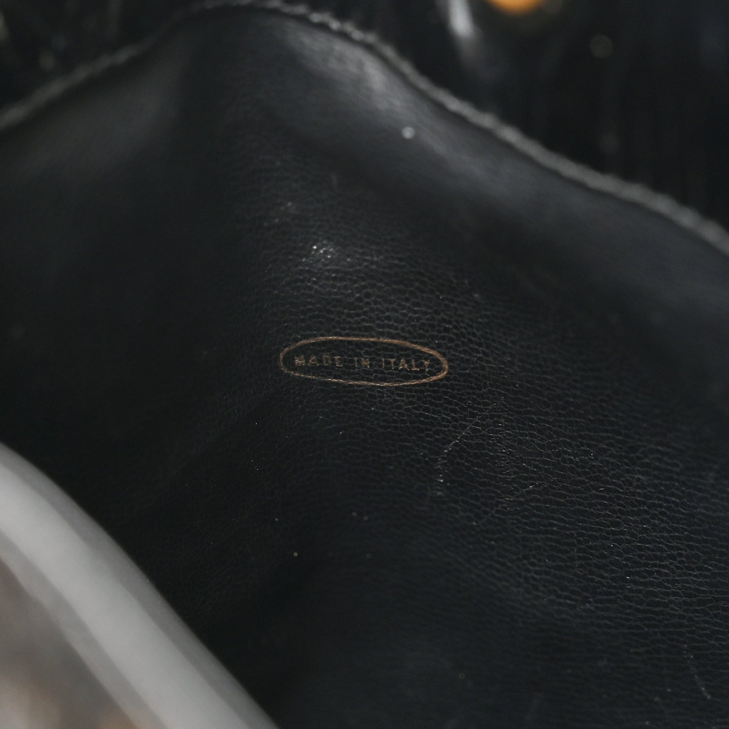 Patent Stitched Drawstring Shoulder Bag Black