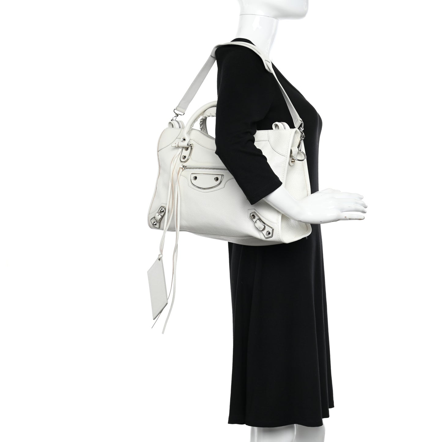 Chevre Silver Metallic Edge Hardware City White