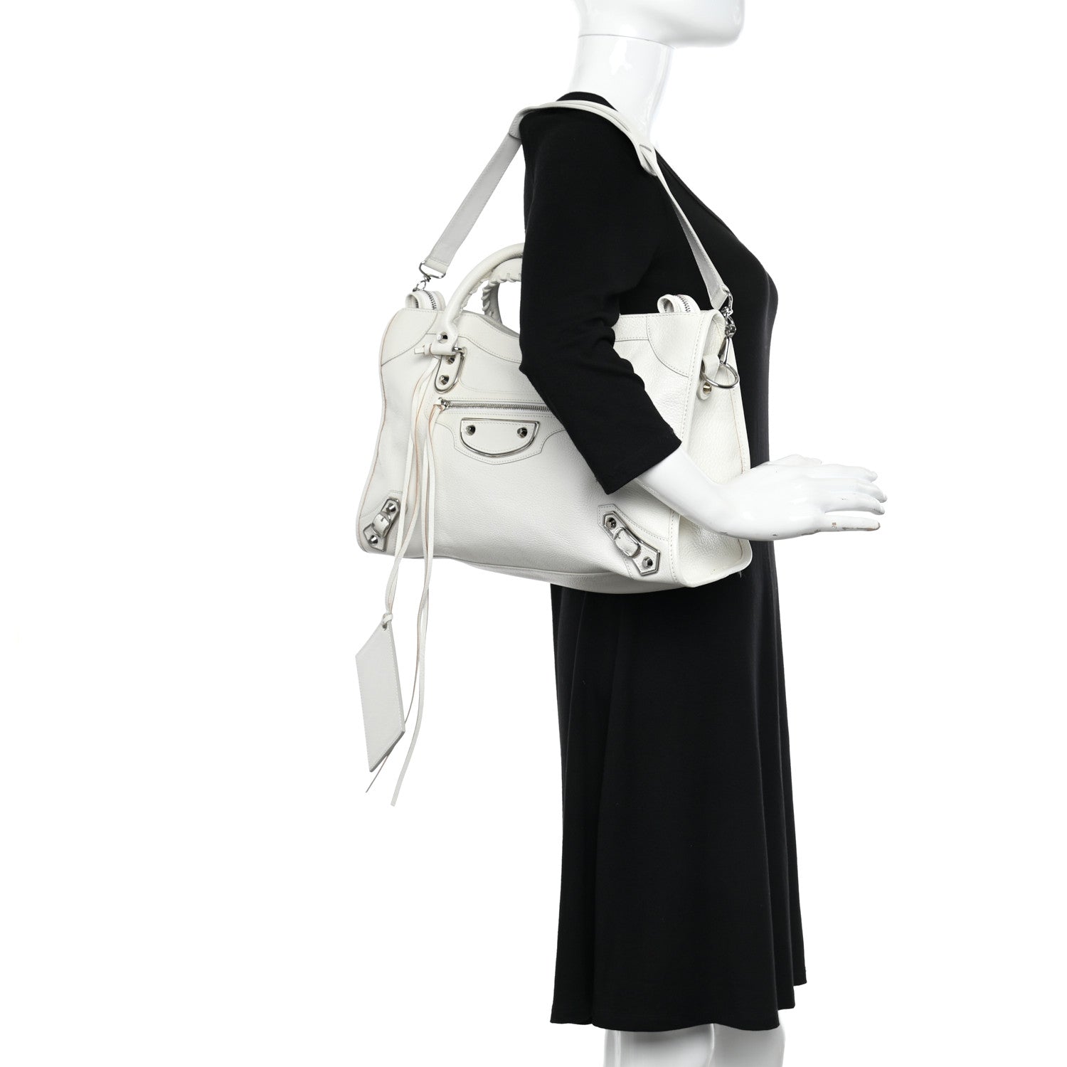 Balenciaga Chevre Silver Metallic Edge Hardware City White 2 of 12